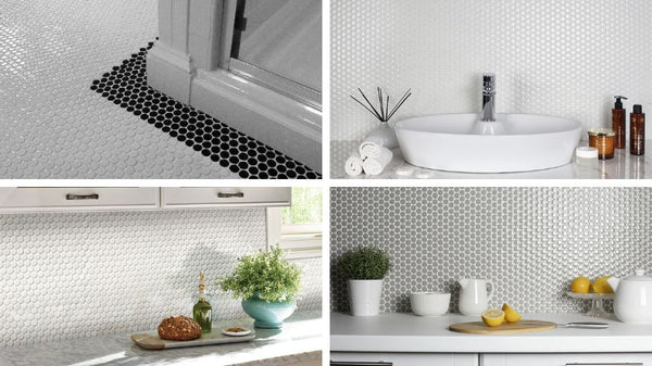 creative white penny tile ideas