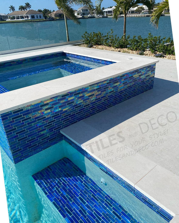 Emerald Blue Linear Glass Tile