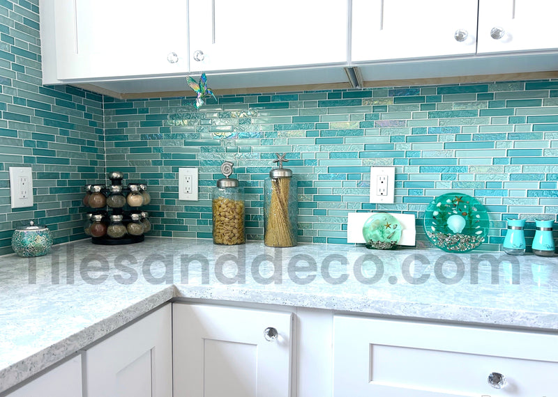 Bahamas Aqua Linear Glass Tile