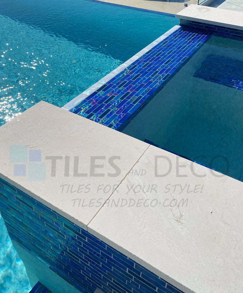 Emerald Blue Linear Glass Tile