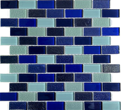 Riviera Blue 1x2 Mosaic Tile - Tiles and Deco